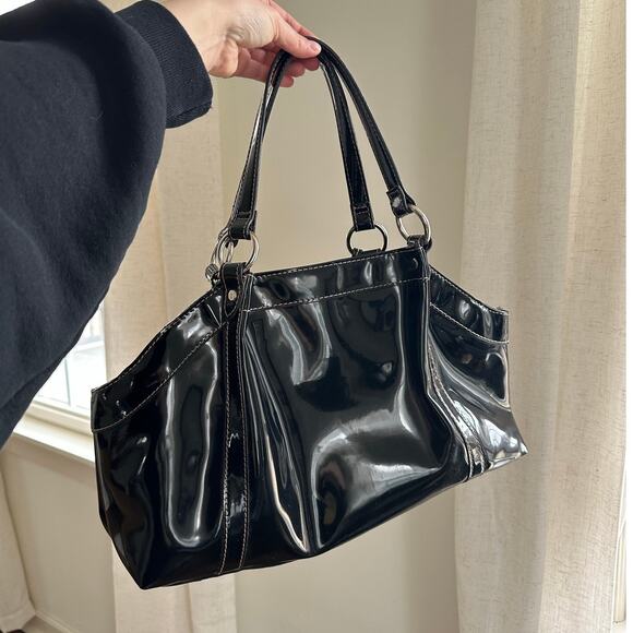 Vtg Liz Claiborne Black Shoulder Bag Purse - Picture 3 of 7